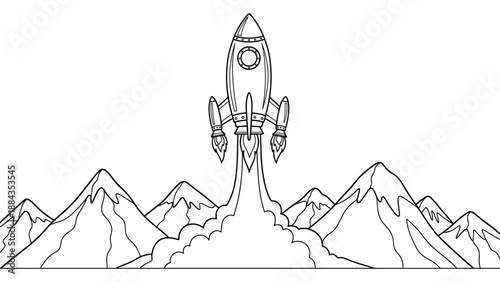 Rocket Launch Over Mountains