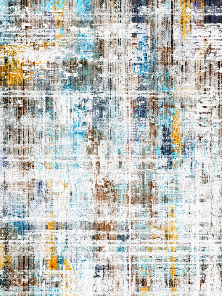 Obraz premium Abstract horizontal texture with distressed, woven effect. Ideal for digital surface design, textile patterns, and modern area rug concepts. Hand-painted digital background.