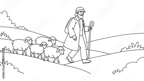 Shepherd Leading Sheep