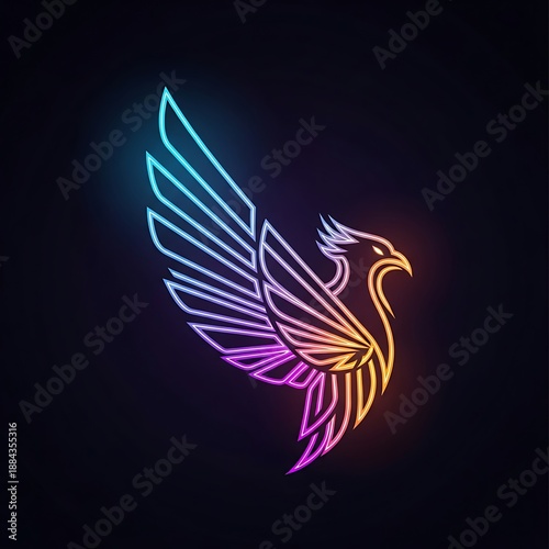 Wallpaper Mural Majestic neon phoenix spreading its wings radiating vibrant colorful light Torontodigital.ca