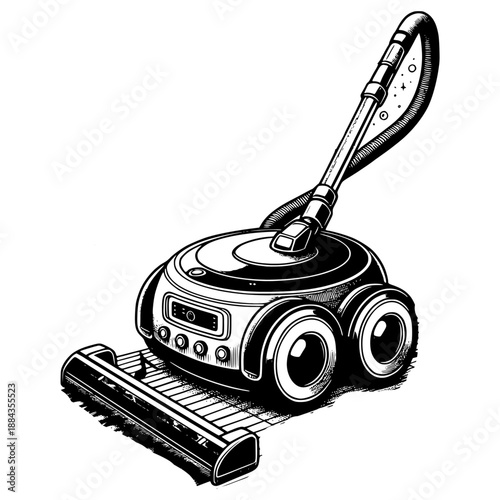 Robot vacuum cleaner: a modern illustration of a robot vacuum cleaner, featuring a sleek design and innovative technology. Perfect for showcasing the future of home cleaning and simplifying chores.