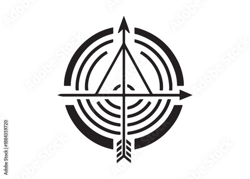 archery logo silhouette vector, bow and arrow logo silhouette illustration, bow and arrow silhouette logo vector, archery sports logo vector, archer bow man logo vector silhouette on white background.