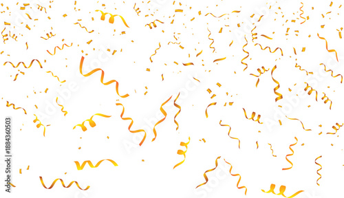 Cascading golden ribbon confetti background for grand opening celebration banners