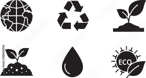 Sustainable Environment and Green Energy Vector Icons