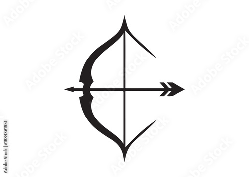 archery logo silhouette vector, bow and arrow logo silhouette illustration, bow and arrow silhouette logo vector, archery sports logo vector, archer bow man logo vector silhouette on white background.