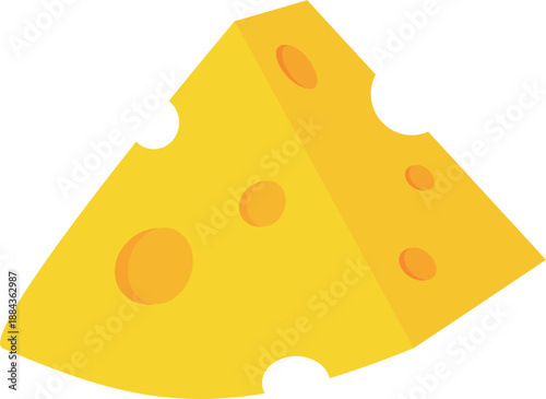 Delicious yellow cheese wedge with holes, a dairy product.
