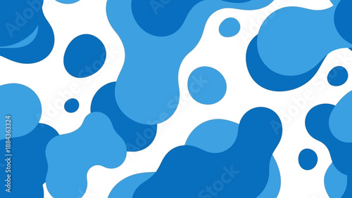 Abstract background with flowing organic shapes in various shades of blue on a white backdrop.