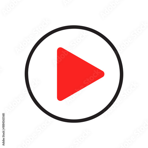 Play button in a circle, vector icon on a white background
Vector color icon on a white background