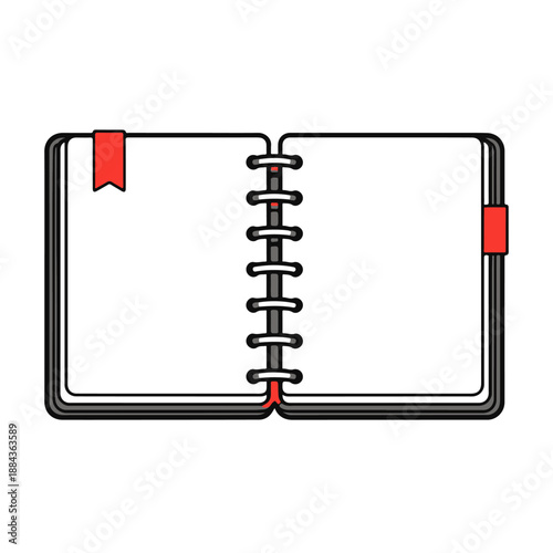 Open notepad, vector icon on a white background
Vector color icon on a white background