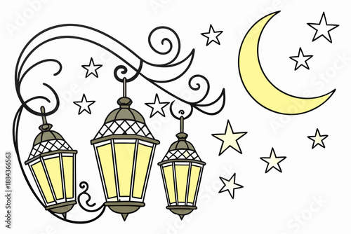 vector illustration of a ramadan kareem lamps