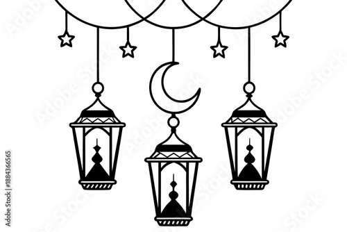vector illustration of a decorative Ramadan kareem lamps