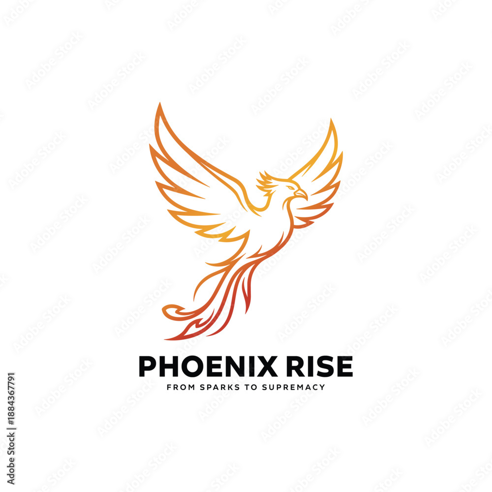Obraz premium Fiery Phoenix Rising with Gradient Colors bird fire Vector