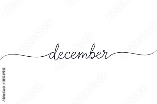 Elegant Calligraphy Word "december" on Vector White Background