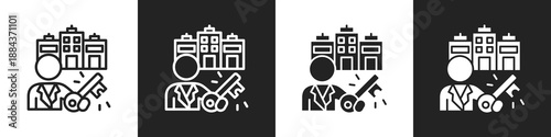 Owner Line And Solid Icon In White And Black Background