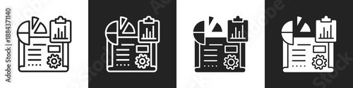 Implementation Line And Solid Icon In White And Black Background