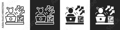 Productivity Line And Solid Icon In White And Black Background