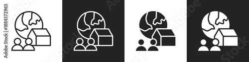 Quadro em tela Country Line And Solid Icon In White And Black Background
