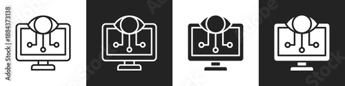 Computer Vision Line And Solid Icon In White And Black Background