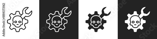 Cyber Security Line And Solid Icon In White And Black Background