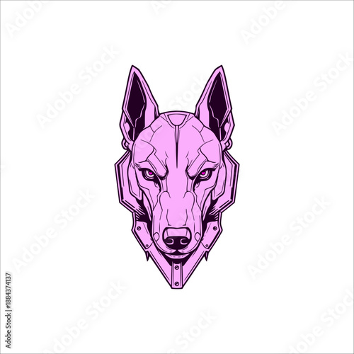 cyberpunk dog head hand drawn illustration artwork