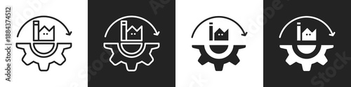 Revolution Line And Solid Icon In White And Black Background