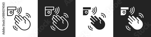 Motion Sensor Line And Solid Icon In White And Black Background