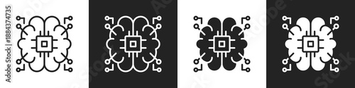 Ai Line And Solid Icon In White And Black Background