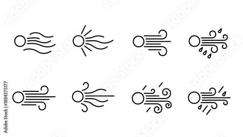 Weather forecast icons on white.