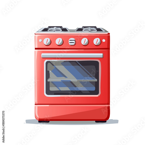 Red Gas Range with Oven Appliance for Cooking and Baking Meals at Home