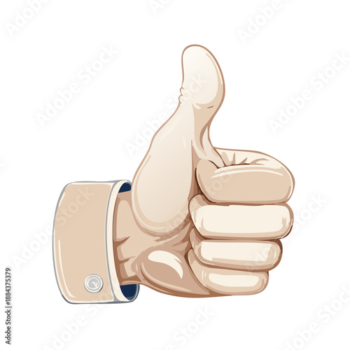 Human hand with thumb up gesture, approval sign, positive feedback, hand sign