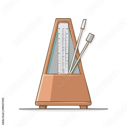 Metronome Illustration: Musical Timing Device for Tempo and Rhythm Practice, Music Aid, Precise Beats