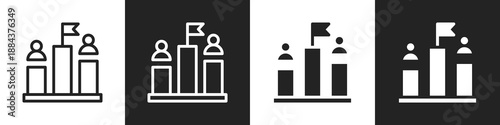 Competitor Line And Solid Icon In White And Black Background