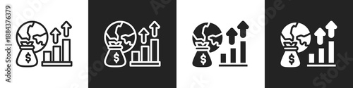 Investment Line And Solid Icon In White And Black Background