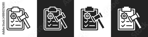 Regulatory Line And Solid Icon In White And Black Background