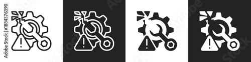 Disruption Line And Solid Icon In White And Black Background