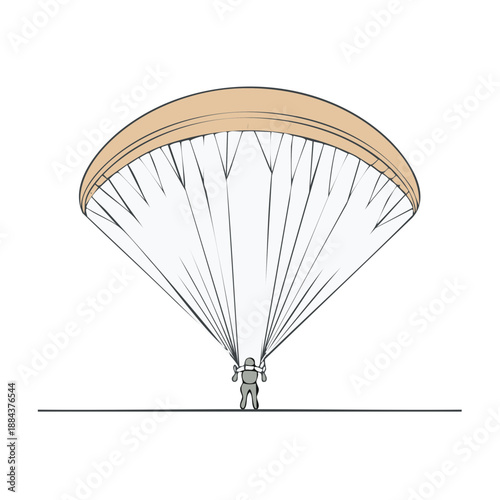 Paraglider Preparing for Takeoff Drawing Simple Illustration Sport Activity