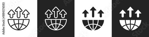 Emerging Markets Line And Solid Icon In White And Black Background