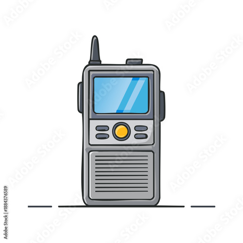 Illustration of a gray portable radio communication device for emergency conversations and safety