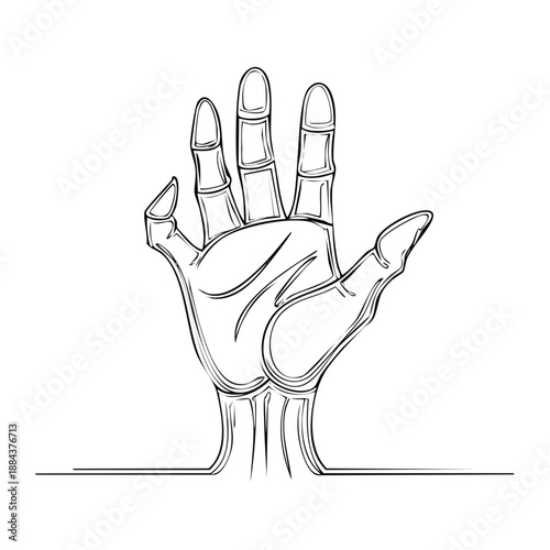 Hand illustration in minimalist style with slender fingers and smooth lines expressing creativity and human connection