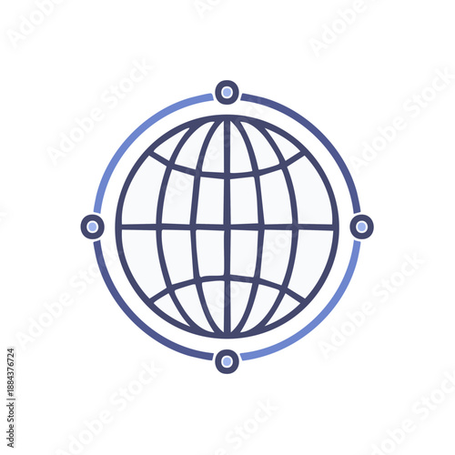 Stylized Globe with Connectivity Points for Global Network Concept, Representing Worldwide Connection and Communication
