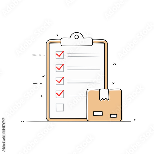 Delivery Checklist Confirmed Parcel Package Shipment Shipping Illustration