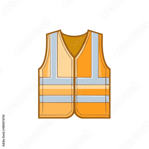 Vibrant Yellow Reflective Safety Vest for Work and Construction Site Protection Vector Illustration