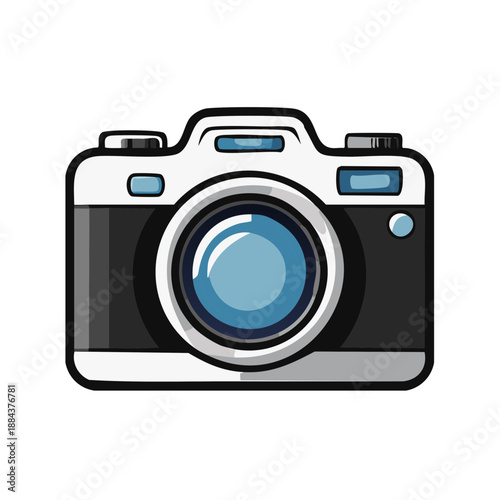 Front View Single Lens Reflex Camera Illustration Icon in Simple Style Photography Object