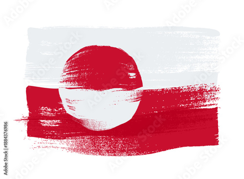 Greenland flag with hand painted brush stroke effect. Vector background.