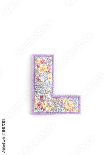 Fabric letter L with colorful floral pattern