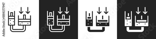 Hydraulics Line And Solid Icon In White And Black Background