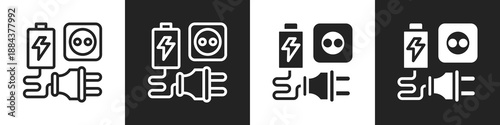 Energy Line And Solid Icon In White And Black Background