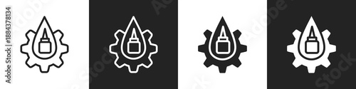 Lubrication Line And Solid Icon In White And Black Background