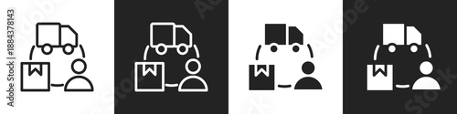 Supply Line And Solid Icon In White And Black Background