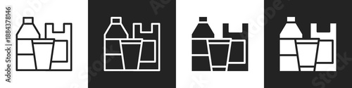 Plastics Line And Solid Icon In White And Black Background